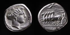 Ancient Coins - Sicily, Siculo-Punic AR Tetradrachm. Panormos (as Ziz), c. 370-360 BC. 32+ year pedigree. Ex NFA. Rare.