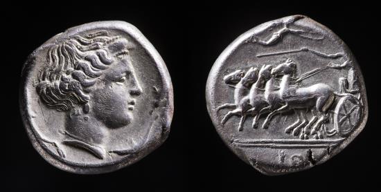 Ancient Coins - Sicily, Siculo-Punic AR Tetradrachm. Panormos (as Ziz), c. 370-360 BC. 32+ year pedigree. Ex NFA. Rare.