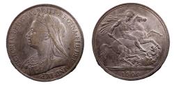 Ancient Coins - Hanover, Queen Victoria Silver Crown, 1900 LXIV. AU
