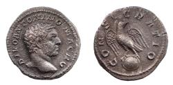 Ancient Coins - Divus Caracalla, died April 8, 217. Ar Denarius, issued under Elagabalus, 218-222. Very Rare.