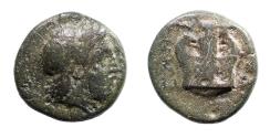 Ancient Coins - Macedon, Olynthos, Chalcidian League. Circa 432-348 BC. Æ 15 Rare.