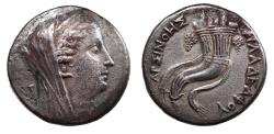 Ancient Coins - Arsinoe II, wife of Ptolemy II, died 270 BC. Ar Dekadrachm. Very Rare. Pedigreed.