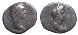 Ancient Coins - Cappadocia, Caesarea. Domitian, with Domitia. 93/94 AD. Ar Didrachm. Very Rare.