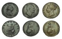 World Coins - Lot of three half pennies, George III, William IV & Victoria.