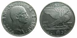 World Coins - ITALY.Vittorio Emmanuel III 1900-1946.Stainless steel ( magnetic ).50 Centesimi.1941 Yr. XIX.
