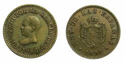 World Coins - SPAIN.Alfonso XIII 1886-1931.AE.Medallet 15.3mm.1891. Probably connected to the Pandemic of 1889-1890.