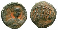 World Coins - CRUSADER STATES.Principality of ANTIOCH.Tancred AD 1104-1112.AE.Follis.1st type. Facing bust of Saint Peter