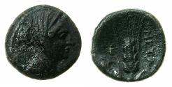 Ancient Coins - LUCANIA.METAPONTUM.Circa 300-250 BC.AE. 15.4mm. Veiled head of Demeter.