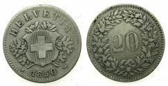 World Coins - SWITZERLAND.Billon.20 Rappen.1850BB.