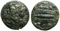 Ancient Coins - MACEDON.Philip V 220-179 BC.AE.23.5mm.Bearded Herakles wearing lion scalp.~#~.Harpa.*****Exceptional portrait of Herakles.