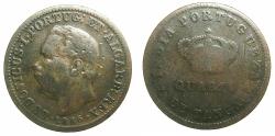 World Coins - INDIA.PORTUGUESE.Lius I.AE.Quarto (1/4) de Tanga.1886.