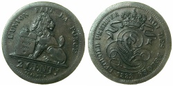 World Coins - BELGIUM.AE.2 Cents 1833.