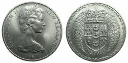 World Coins - NEW ZEALAND.Commonwealth.Elizabeth II 1952-2022.Copper-Nickel.One Dollar.1967. Decimal inscription