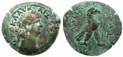 Ancient Coins - EGYPT.ALEXANDRIA.Nero AD 54-68.AE.Diobol, struck AD 66/67.~#~.Eagle right.****RARE BRONZE FOR NERO *****