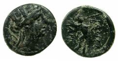 Ancient Coins - PHRYGIA.APAMEIA.Circa 133-48 BC.AE.16.8mm. Reverse.Marsyas blowing double flute. Magistrate ARIS...