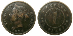 World Coins - CYPRUS.Bristish Administration.Victoria 1837-1901.AE.1 Piastra 1886