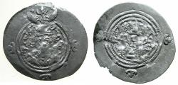 Ancient Coins - SASANIAN.Khusru ( Husrav ) II Parvis ( The Victorious ) 2nd reign AD 591-628.AR.Drachm. Regnal year 11 ( AD 601 ). mint ST ( most probably Stakhr (Staxr) Fars )