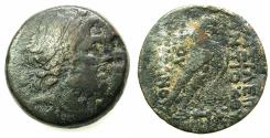 Ancient Coins - SYRIA.Antiochus IV Epiphanes 175-165/4 BC.AE. " Egyptianized" issue stuck at the mint in ANTIOCH.