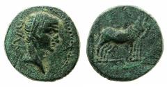 Ancient Coins - MACEDON.Uncertain Philippi? Augustus 27 BC - 14 AD.AE.18mm. Reverse. Two priests with yoke of oxen