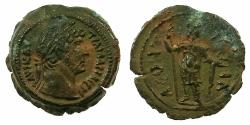 Ancient Coins - EGYPT.LEONTOPOLITE NOME.Hadrian AD 117-139.AE.Obol, struck AD 126/127.~#~Ares?standing.