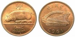 World Coins - IRELAND.Republic.1/2 Penny.1967. BU.