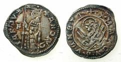 World Coins - ITALY.VENICE.Andrea Contarini AD 1368-1382.AR.Soldino 2nd Type.1st.issue.issued by Edit dated 19th December 1369.Sigla F