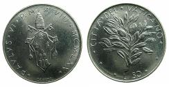 World Coins - ITALY.VATICAN CITY.Pope Paul VI 1963-1978.Stainless steel.50 Lire.1970 (Anno VIII ).
