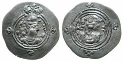 Ancient Coins - SASANIAN.Khusru ( Husrav ) II Parvis ( The Victorious ) 2nd reign AD 591-628.AR.Drachm. Regnal year 3 ( AD 593 ). mint SK (Sakastan, Sistan )