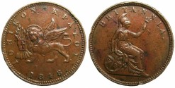 World Coins - GREECE.IONION ISLANDS, under British Administration.AE.One Lepton 1848."""KEY DATE""""