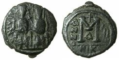 Ancient Coins - BYZANTINE EMPIRE.Justin II AD 565-572.AE.Follis, struck AD 571/72.Mint of NICOMEDIA.
