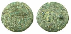 Ancient Coins - PHOENICIA.SIDON.Pseudo Autonomous.Time of Tiberius AD 14-37.AE.22mm. Tetrastye temple. Reverse. Europa on bull.