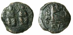 Ancient Coins - BYZANTINE EMPIRE.Justin II AD 565-578.AE.1/2 Follis " Moneta Militaris Imitativa".Unknown location after the mint of CYZICUS.