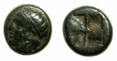 Ancient Coins - LESBOS.Uncertain location.Circa500-450 BC.Billon 1/16th Stater. Apollo