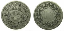 World Coins - SWITZERLAND.Billon.10 Rappen.1850BB.