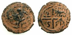 World Coins - CRUSADER STATES.Principality of Antioch.Tancred AD 1104-1112.AE.Follis.3rd type. Standing figure of Saint Peter.