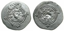 Ancient Coins - SASANIAN.Khusru ( Husrav ) II Parvis ( The Victorious ) 2nd reign AD 591-628.AR.Drachm. Regnal year 9 ( AD 599 ). mint DA or KA (Darabgird, Fars or Karzi, Fars. )