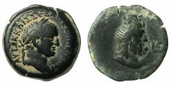 Ancient Coins - EGYPT.ALEXANDRIA.Vespasian AD 69-79.AE. Diobol, struck AD 73/74. Bust of Sarapis.