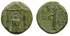 Ancient Coins - PAMPHYLIA.PERGE.circa 50-30 BC.AE.15mm.~~~Distyle temple with statue of ARTEMIS.
