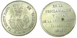 World Coins - SPAIN.Isabell II 1833-1868AR.Proclamation medal 1843.VALENCIA.