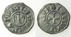World Coins - SICILY.MESSINA OR PALERMO.Henry VI and Constance AD 1194-1197.Billon Denaro.