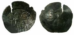 Ancient Coins - BYZANTINE EMPIRE.Andronicus II Palaeologus AD1282-1328.AE.Trachy. Mint of THESSALONIKI. Reverse brockage.