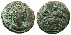 Ancient Coins - EGYPT.ALEXANDRIA.Diocletian AD 284-305.Billon Tetradrachm, struck AD 284/85.~#~.Dikaiosyne enthroned