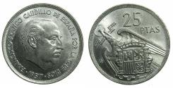 World Coins - SPAIN.Franco.Copper-Nickel.5 Pesetas.1957 (58).