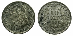 World Coins - ITALY.VATICAN.Pope Pius IX 3rd period 1866-1870.AR.50 Centisimi 1869 AN XXIV.Mint of ROME.