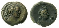 Ancient Coins - EGYPT.ALEXANDRIA.Vespasian AD 69-79.AE. Diobol, struck AD 72/73. Detailed bust of Vespasian. Bust of Isis.