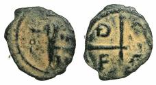 World Coins - CRUSADER STATES.Principality of Antioch.Tancred AD 1104-1112.AE.Follis.3rd type. Key to heaven clearly defined.