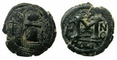 Ancient Coins - ARAB BYZANTINE.Anonymous 7th AD.AE.Fals.Standing Imperial figure.Pseudo Damascus mint.