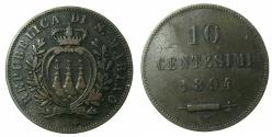 World Coins - ITALY.SAN MARINO.Republic.AE.10 Centesimi.1894R.