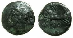 Ancient Coins - NUMIDIA.Massinissa or Micipsa circa 203-148-118 BC. AE.27.2mm.Reverse.Horse, Punic letters below M,N.