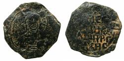 Ancient Coins - DANISMENDIDS.Amir Ghazi 497-528H ( AD 1104-1134 ).AE.Fals.( Follis ). Christ Reverse. Legend in Greek. RARE 1st Type.